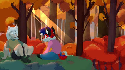 Sitting in the woods with my friend!